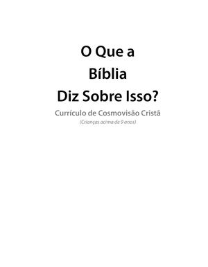 Cosmovisão E Discipulado O Que A Bíblia Diz Sobre Isso? (Amostra)