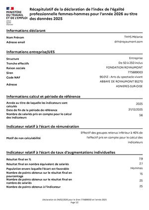 Royaumont - déclaration Egapro 2025