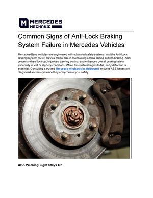 Calaméo - Common Signs of Anti-Lock Braking System Failure in Mercedes ...