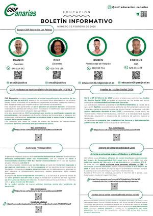 Boletín Informativo Csif Educación Las Palmas (Febrero 2026)