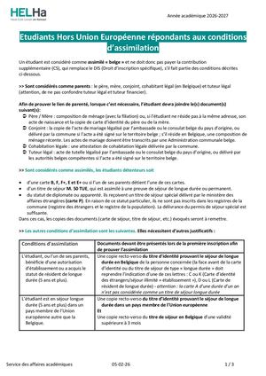 Conditions D'assimilation Helha 25-26