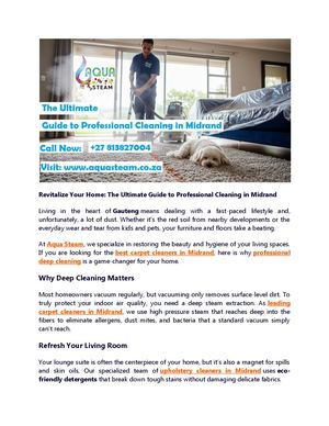 Revitalize Your Home The Ultimate Guide To Professional Cleaning In Midrand