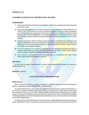 Ley De Creacion Del Fideicomiso Bitcoin E980a Pdf