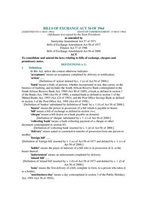 Bill Of Exchange Act