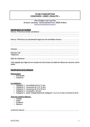 Dossier inscription "Osez l'égalité"