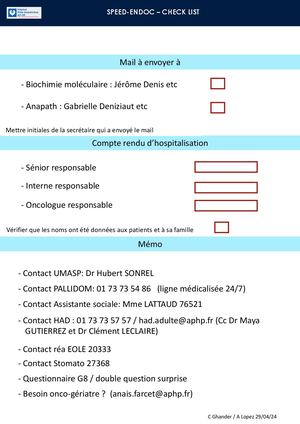 Fiche 3. Checklist D'informations, La Pitié-Salpétrière