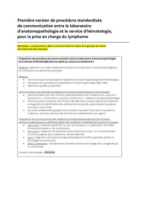 Fiche 5. Procédure Standardisée, Résultats Anatomopathologie, CHU Caen