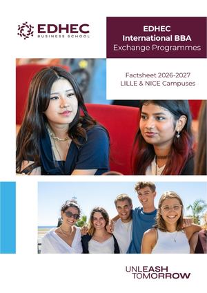 EDHEC BBA Fact sheet 2026 2027
