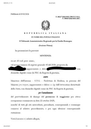 Avv Fabio Loscerbo Permesso Attesa Occupazione Sentenza Tar Bologna 5 Febbrai 2026 (1)