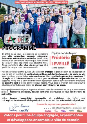 Programme Argentan Unis Pour Demain 2026 - Elections Municipales Argentan - Mars 2026