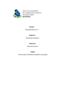 Informe Sobre Calendario Academico Amanda