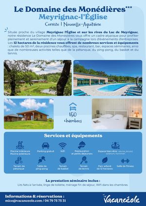 Fiche MICE MEYRIGNAC - LE DOMAINE DES MONÉDIÈRES