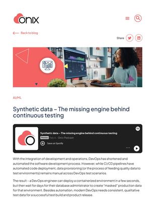 Synthetic Data – The Missing Engine Behind Continuous Testing - Onix