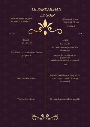 Menus Restaurant Pardailhan soir