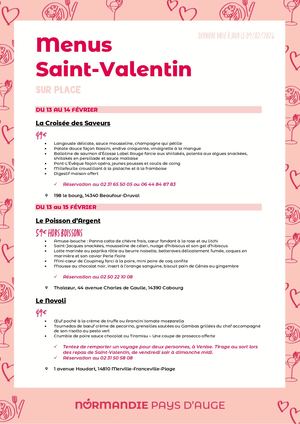 Menus Saint Valentin 2026