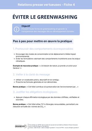 Fiche 4 : Eviter Le Greenwashing - RP Vertueuses