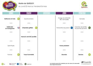 Menu Et Allergènes Du 02 Au 6 Mars 2026