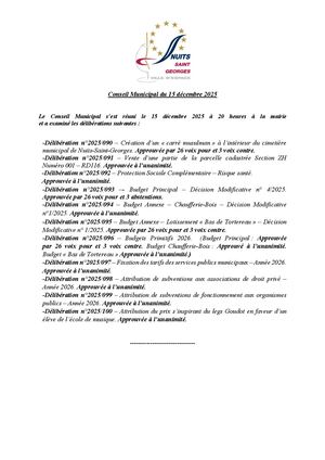 Extraits Du Registre Des Délibérations Du Conseil Municipal Du 15 Décembre 2025