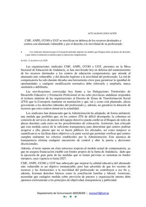 Nota Prensa 11 02 2026 Csif, Anpe, Ccoo Y Ugt Se Movilizan En Defensa De Los Recursos Destinados A Centros Con Alumnado Vulnerable Y Por El Derecho A La Movilidad De Su Profesorado (1)