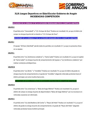 Incidencias Jornada 3