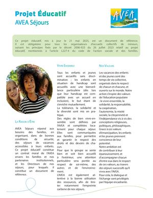 Projet Éducatif de l'AVEA Séjours