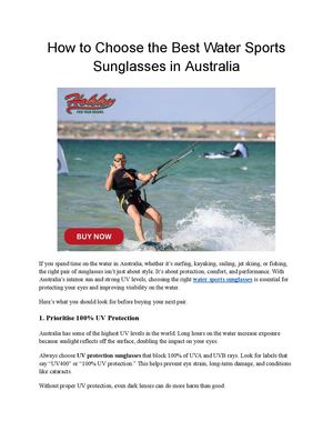 How To Choose The Best Water Sports Sunglasses In Australia