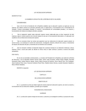 Ley De Educacion Superior 888ca Pdf