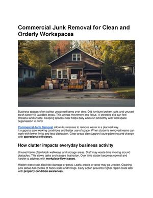 Commercial Junk Removal For Clean And Orderly Workspaces