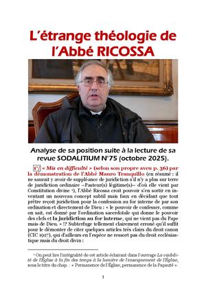 L'étrange théologie de l'Abbé Ricossa (revue Sodalitium)