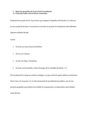 Situación Geográfica De La Provincia De Pichincha