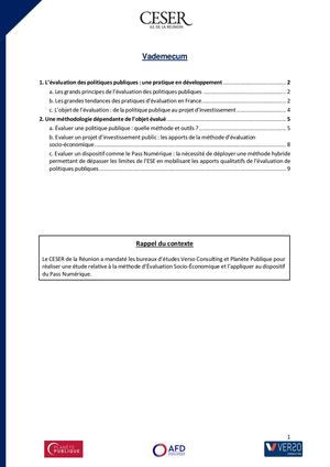Évaluation socio-économique (ESE) – Vademecum