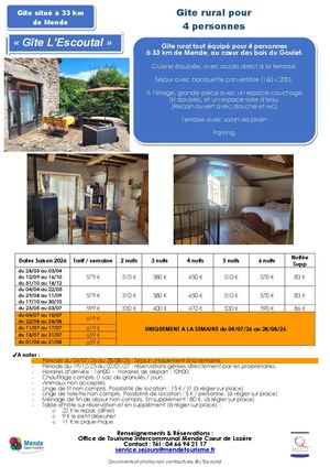 Gite L'escoutal Photos & Tarifs 2025