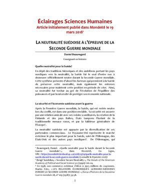 La neutralité suédoise à l’épreuve de la Seconde Guerre mondiale