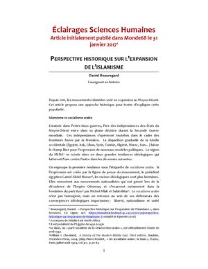 Perspective historique sur l’expansion de l’islamisme