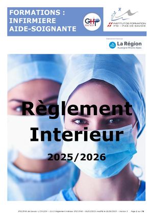 Réglement Intérieur Ifsi Ifas 2025 2026 V5