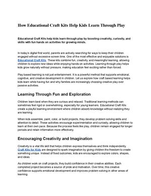How Educational Craft Kits Help Kids Learn Through Play