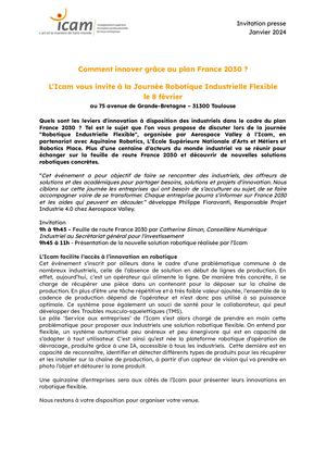 Invitation Presse 8 Fevrier Journee Robotique A L Icam 1