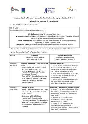 Programme De La Journee Economie Circulaire Du 10 Novembre Region Pays De La Loire Dreal Region Pays De La Loire Icam