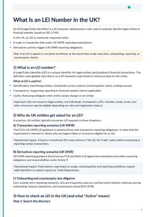 What Is an LEI Number in the UK? Active vs Lapsed, Checks, Renewal, Transfer