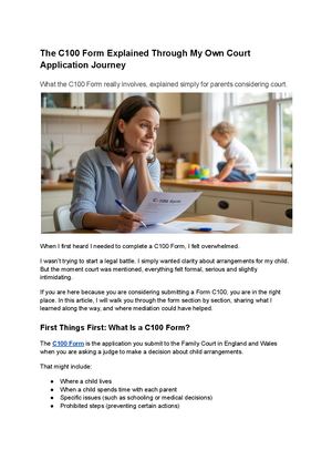 The C100 Form Explained Through My Own Court Application Journey