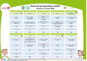 Menus Scolaires Semaines Du 02 Au 13 Mars 2026
