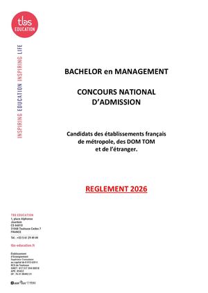 Réglement Concours Bachelor