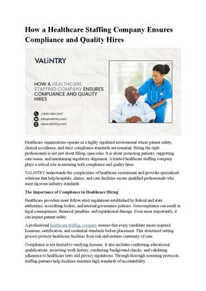 How A Healthcare Staffing Company Ensures Compliance And Quality Hires