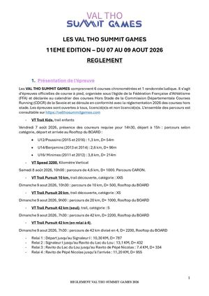 Val Tho Summit Games - Règlement 2025