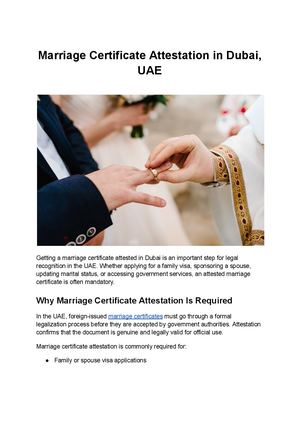 Marriage Certificate Attestation In Dubai