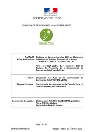2026 Plui Ccpv Enquête Publique Rapport Conclusions Annexes