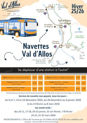 Dépliant des horaires navettes du Val d'Allos