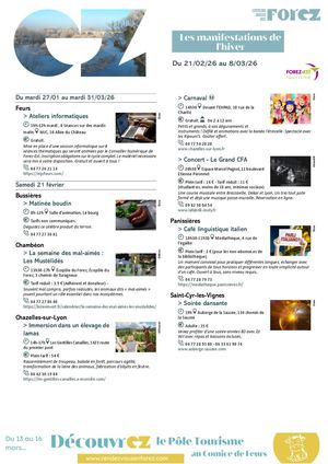 Les Manifestations De Forez Est Du 21 Février Au 8 Mars 2026