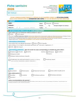 Fiche Sanitaire 2026