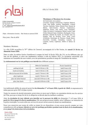 Information Stationnement Carnaval